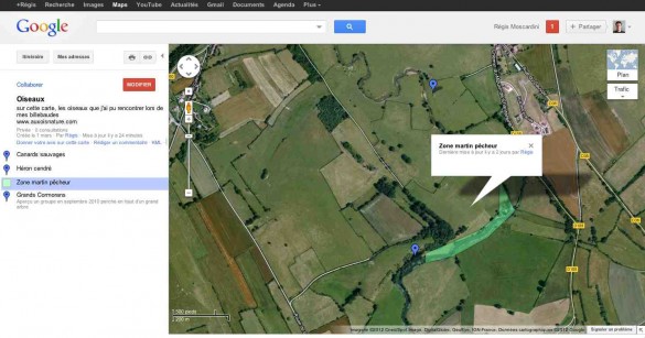 capture ecran google maps carte oiseau 585x307 Tutoriel : comment utiliser Google Maps en photo animalière