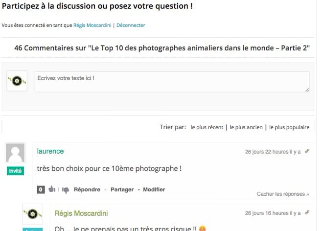 Répondre à vos commentaires, ça demande du temps ! 